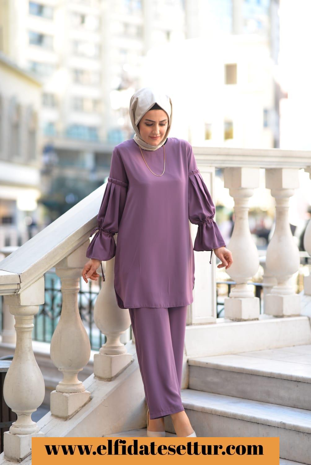 İtalyan krep tunik pantolon takım - Görsel 6