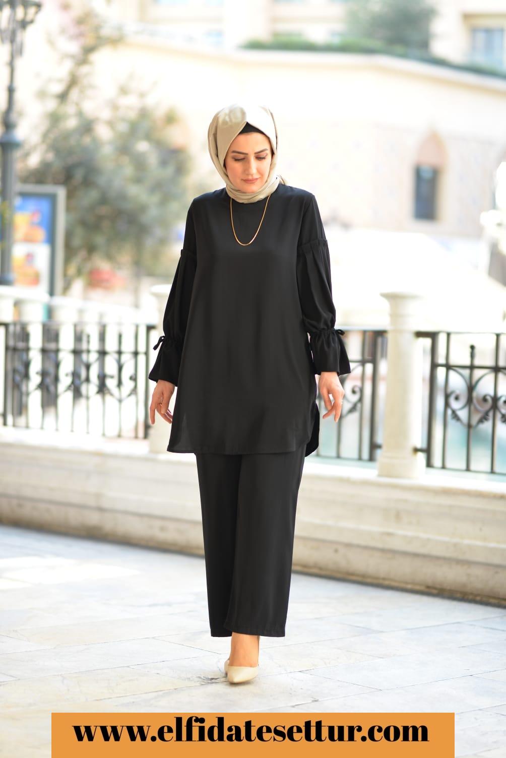 İtalyan krep tunik pantolon takım - Görsel 7