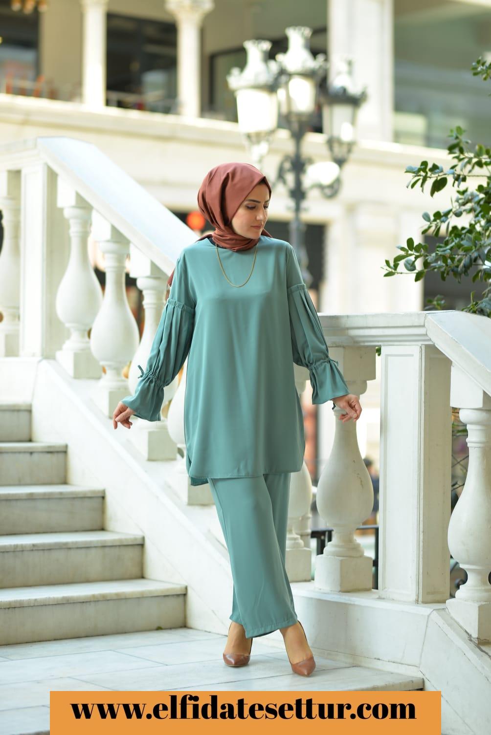 İtalyan krep tunik pantolon takım - Görsel 8