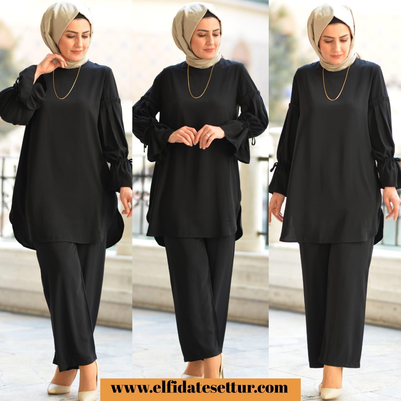 İtalyan krep tunik pantolon takım - Görsel 2