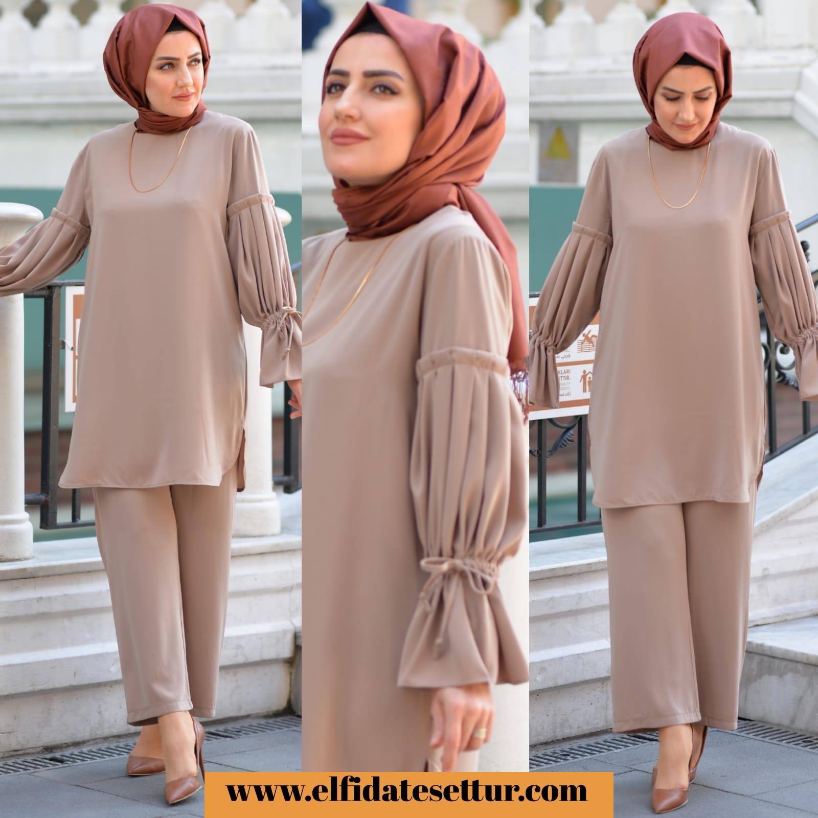 İtalyan krep tunik pantolon takım