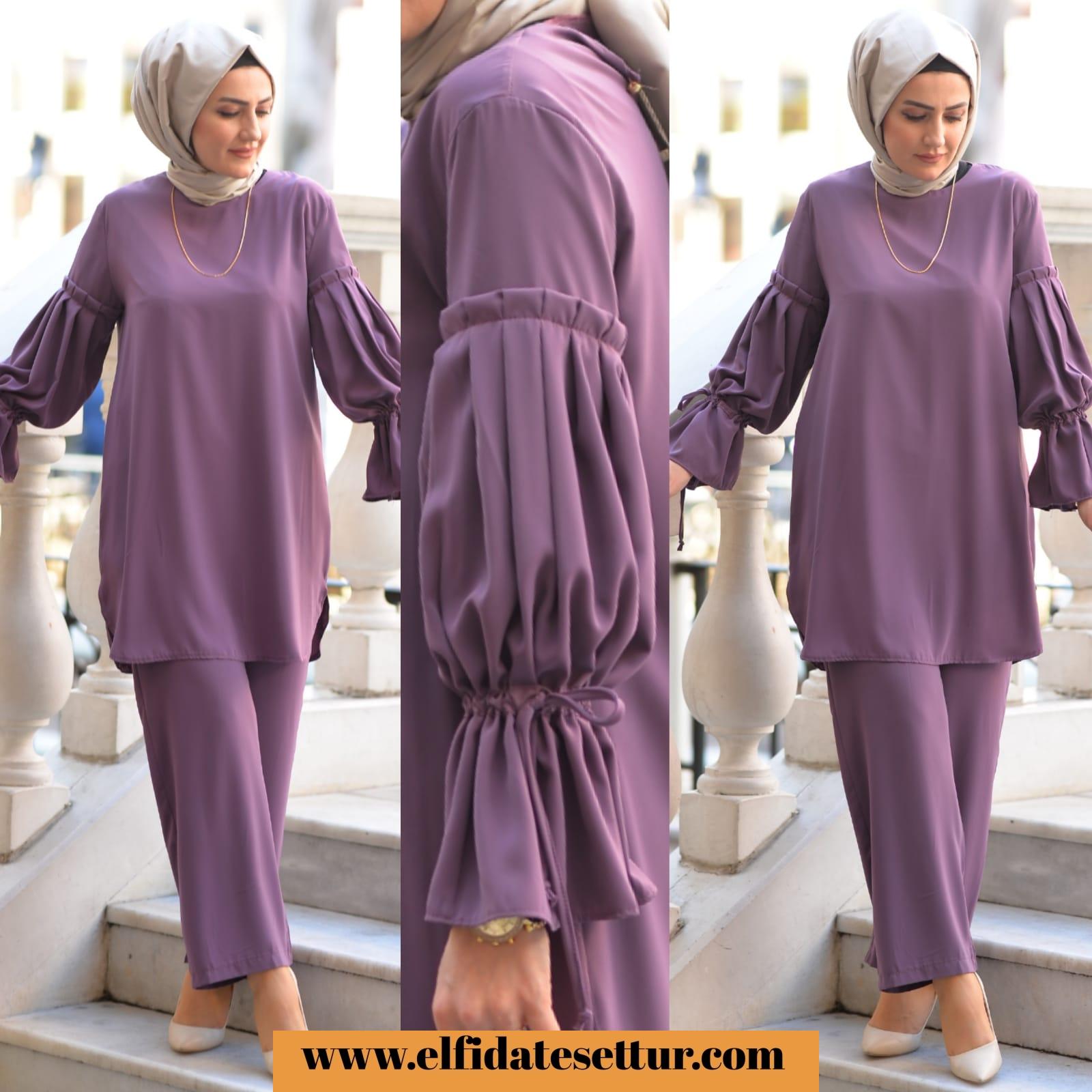 İtalyan krep tunik pantolon takım - Görsel 3