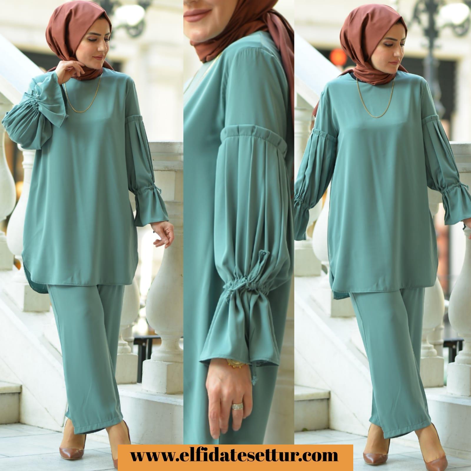 İtalyan krep tunik pantolon takım - Görsel 4