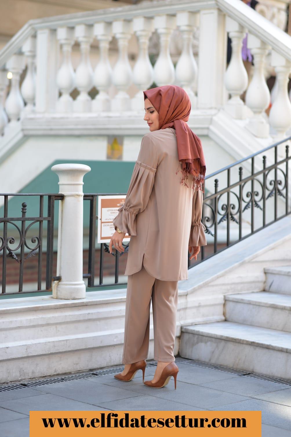 İtalyan krep tunik pantolon takım - Görsel 5