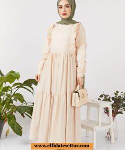 Keten fırfırlı elbise