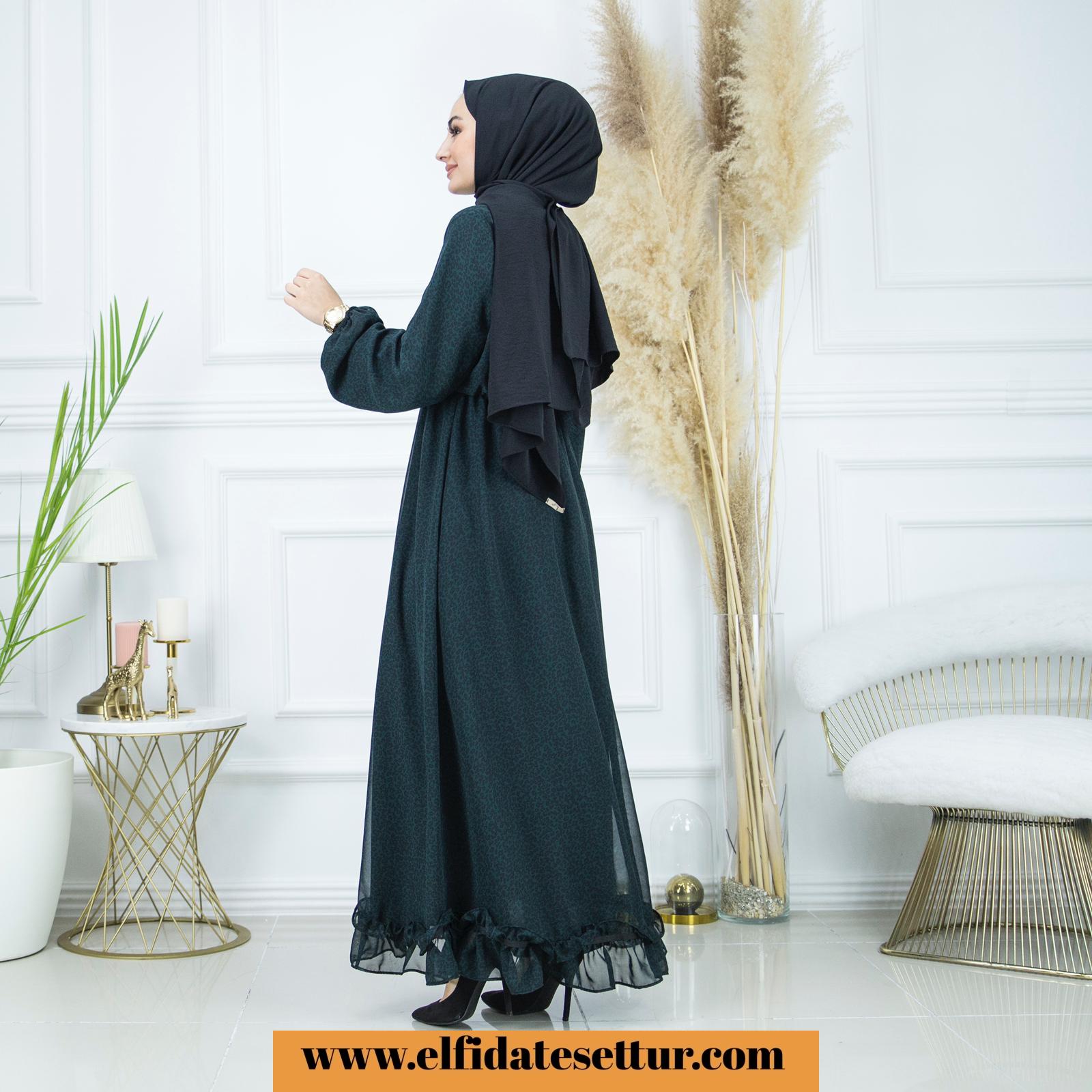 Fırfırlı şifon elbise - Görsel 3