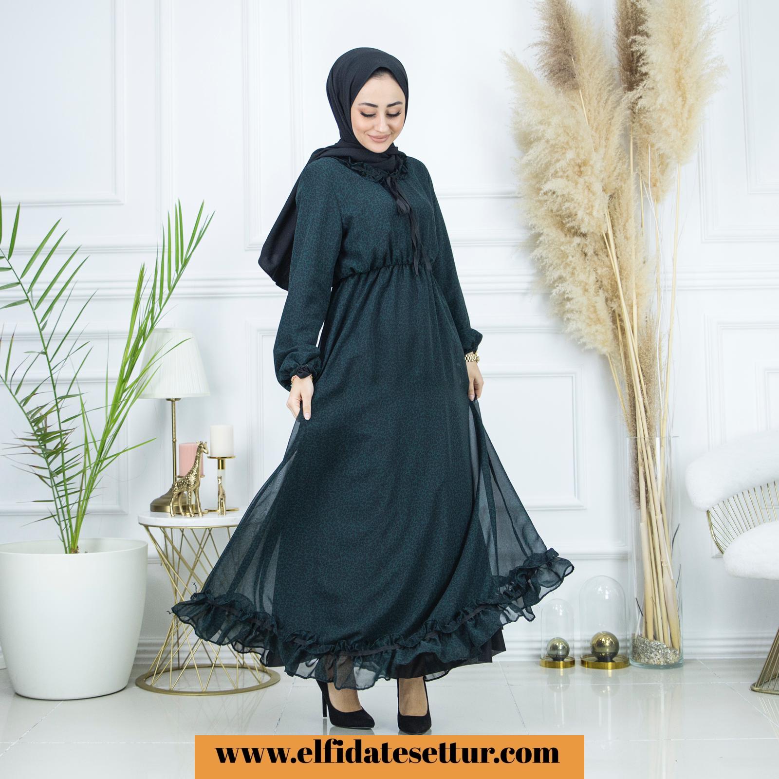 Fırfırlı şifon elbise