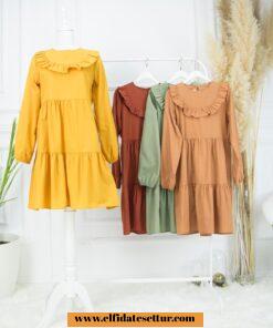 Poplin fırfırlı tunik