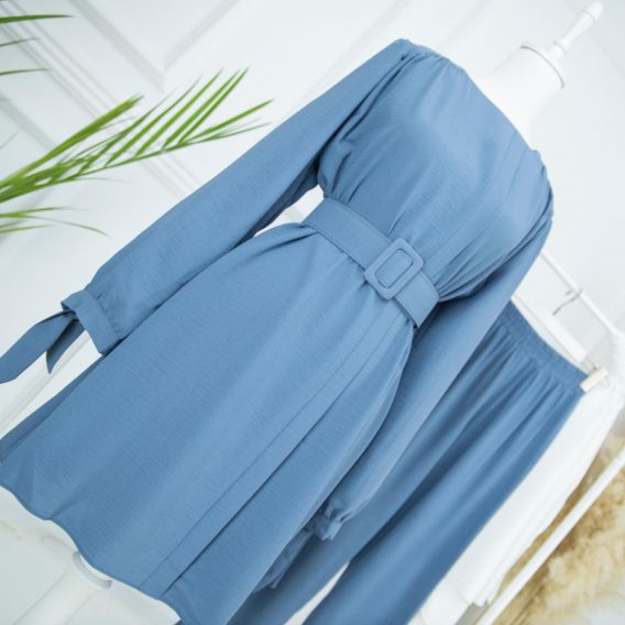 Ayrobin kemerli tunik pantolon takım