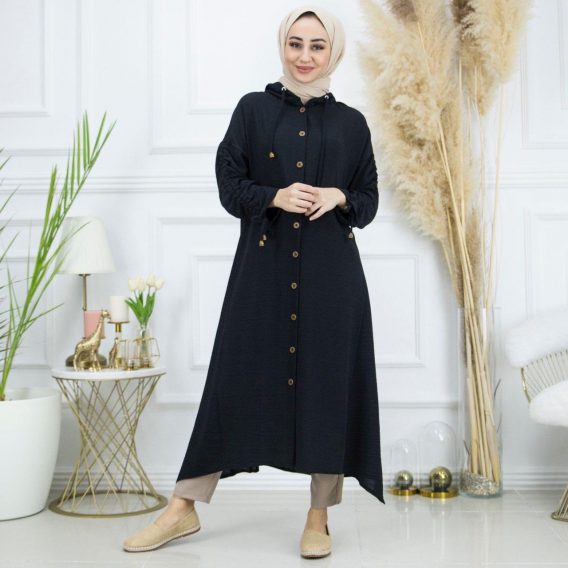Ayrobin kumaş uzun tunik - Görsel 2