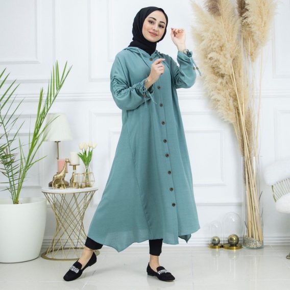 Ayrobin kumaş uzun tunik - Görsel 6