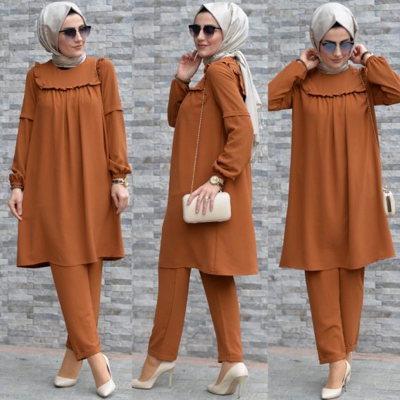 Ayrobin krep tunik pantolon takım - Görsel 4