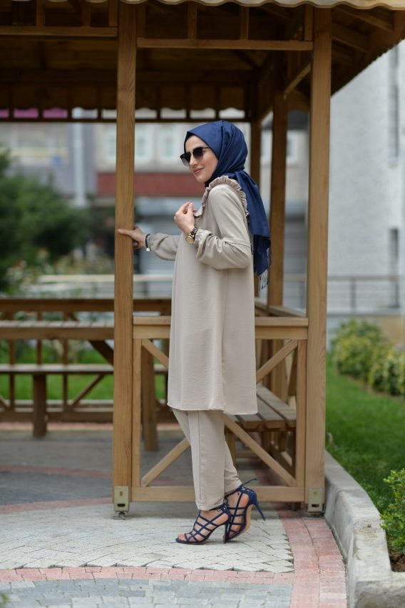 Ayrobin krep tunik pantolon takım - Görsel 8