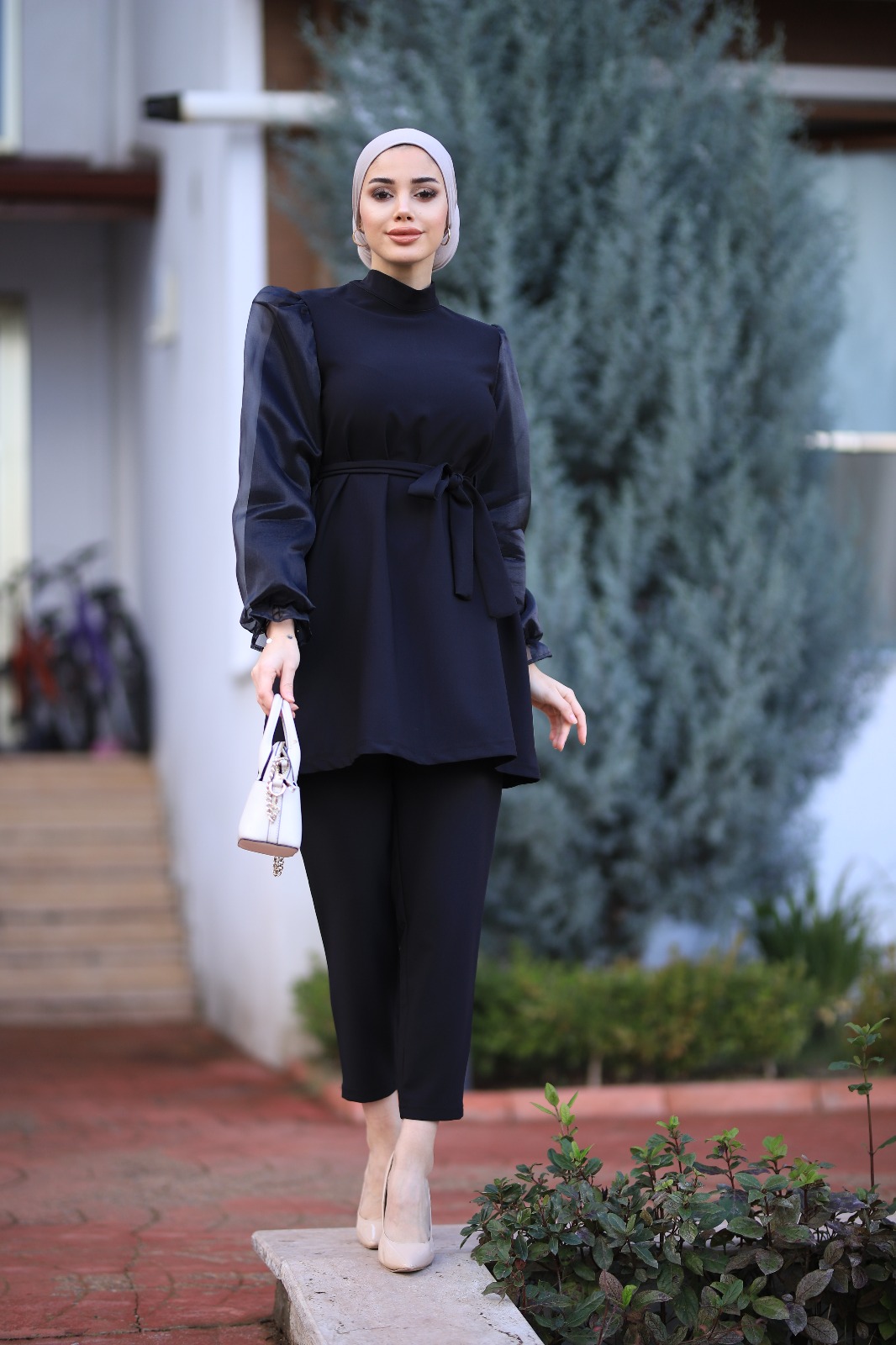 Tüllü tunik pantolon takım - Görsel 4