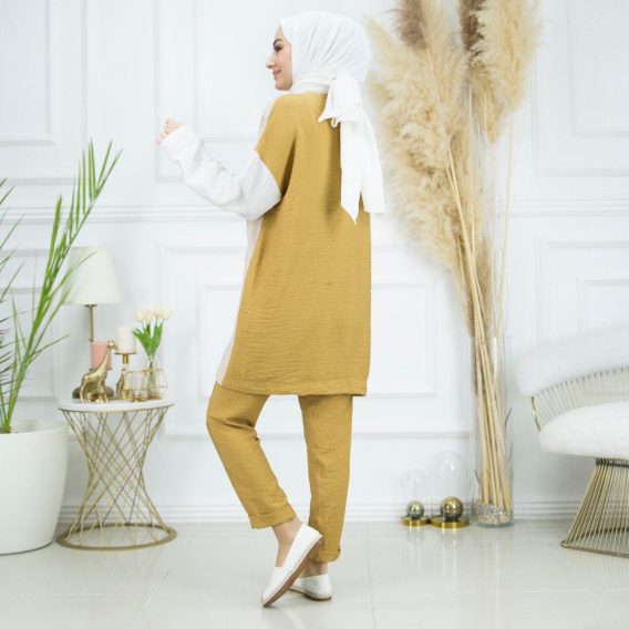 Ayrobin keten tunik pantolon takım - Görsel 4