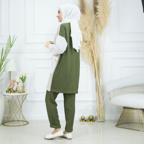 Ayrobin keten tunik pantolon takım - Görsel 6