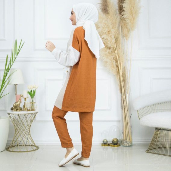 Ayrobin keten tunik pantolon takım - Görsel 8