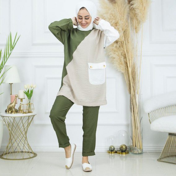 Ayrobin keten tunik pantolon takım - Görsel 2