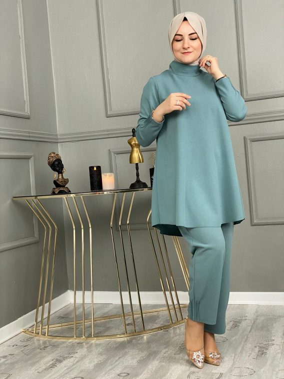 Likralı krep tunik pantolon takım - Görsel 3