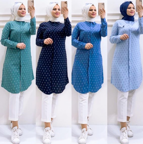 Çapa desenli viskon kumaş tunik
