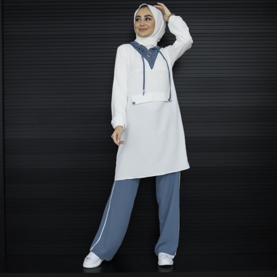 Keten ayrobin tunik pantolon takım - Görsel 8