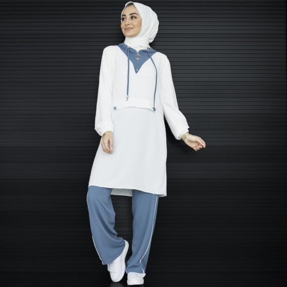 Keten ayrobin tunik pantolon takım - Görsel 2