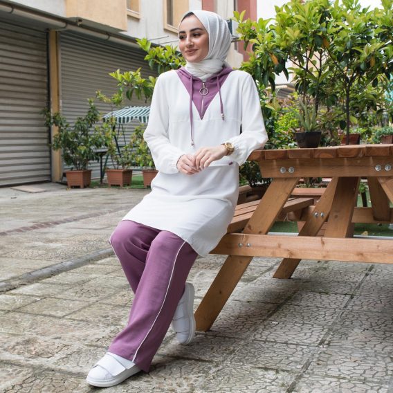 Keten ayrobin tunik pantolon takım - Görsel 4