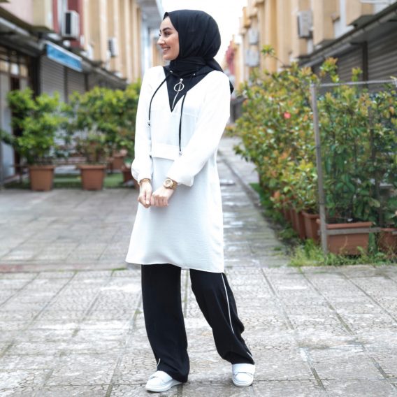 Keten ayrobin tunik pantolon takım - Görsel 5