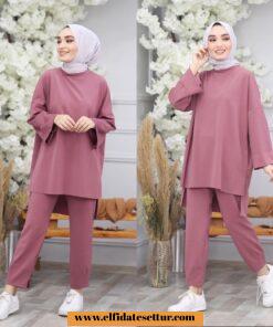 Scuba kumaş tunik pantolon takım