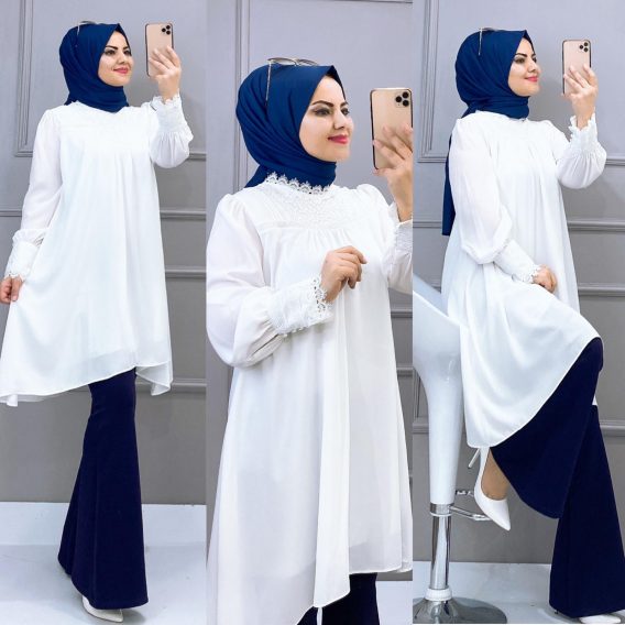 Krep dantelli tunik