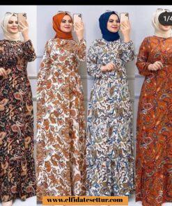 Otantik desenli elbise