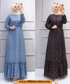 Viskon çiçek desenli elbise