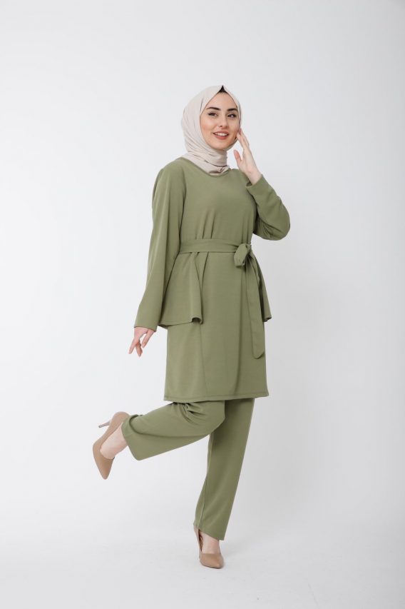Scuba kumaş tunik pantolon takım - Görsel 7