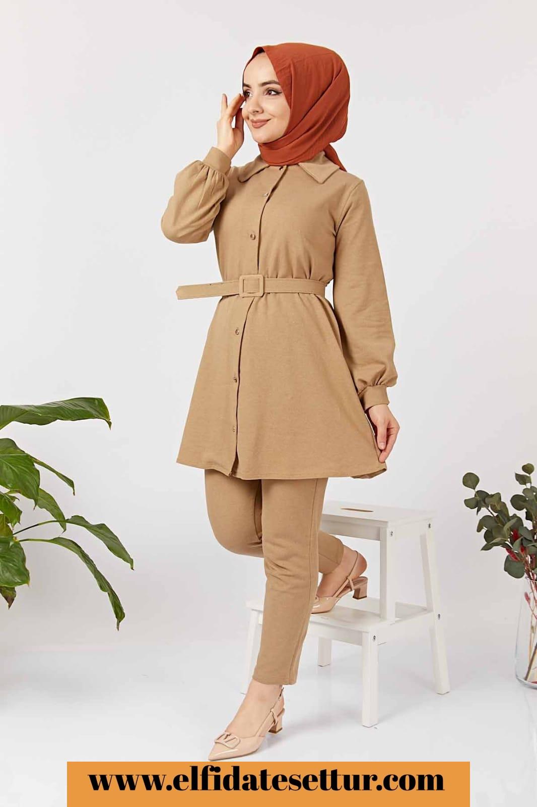 Kemerli tunik pantolon takım