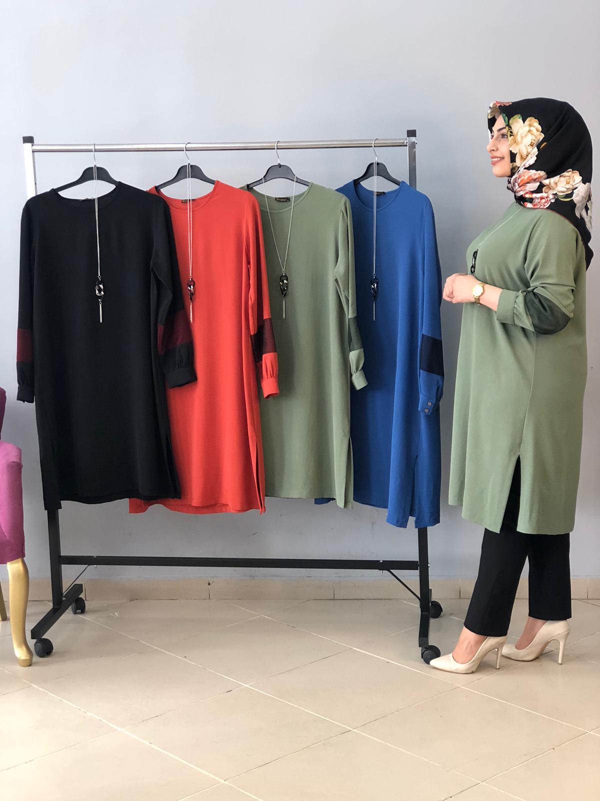 Büyük beden ayrobin fileli tunik - Görsel 4