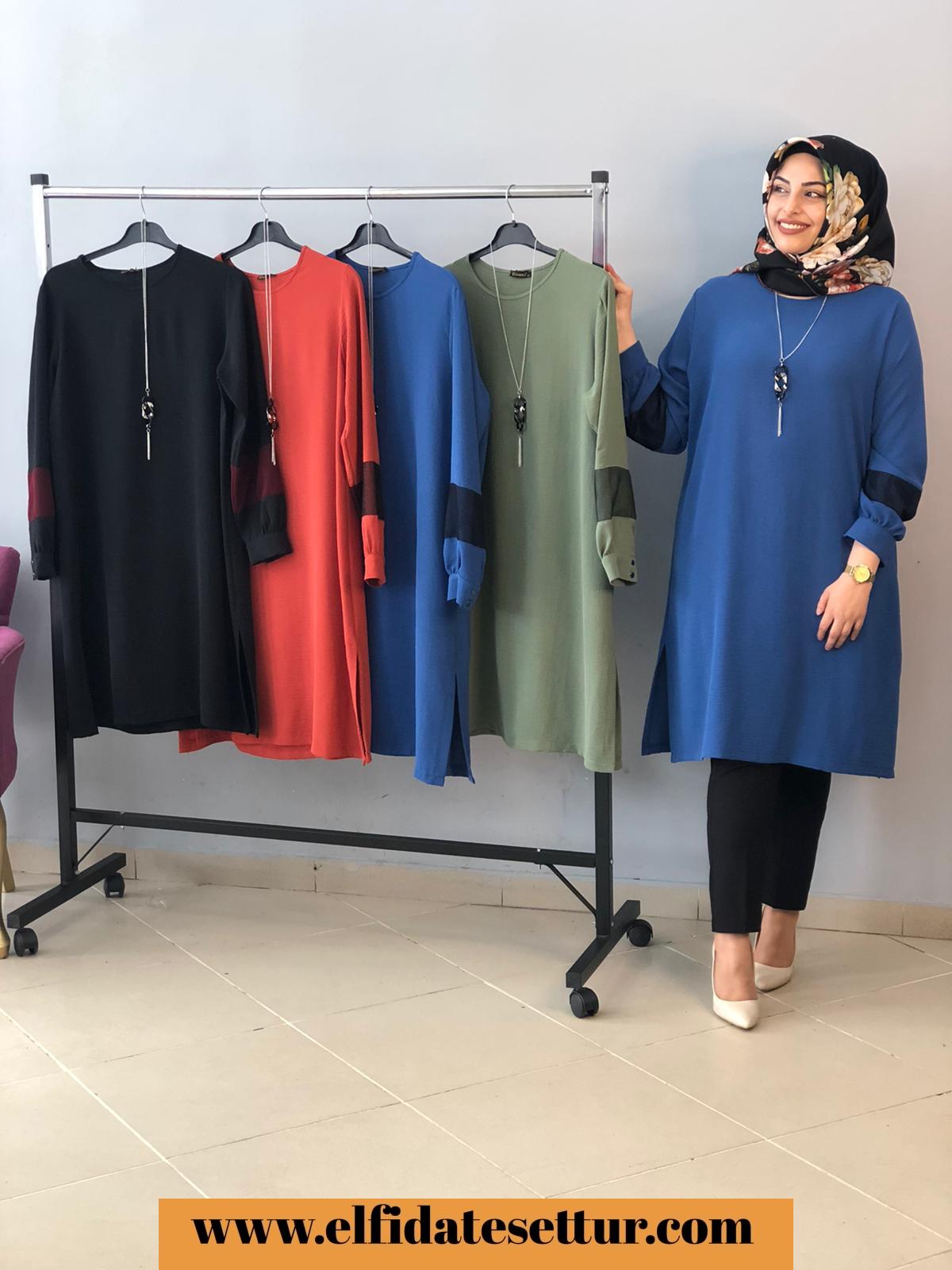 Büyük beden ayrobin fileli tunik