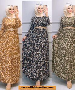 Pamuklu krep elbise.