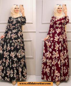 Yaprak desenli elbise