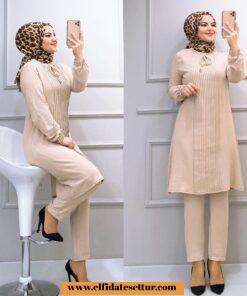 Ayrobin kumaş tunik pantolon takım