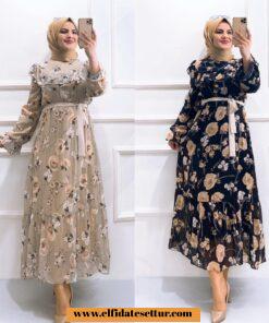 Çiçekli şifon elbise