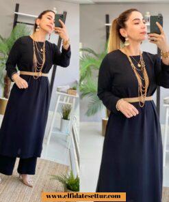 Ayrobin uzun tunik pantolon takım