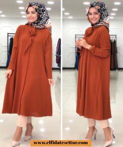 Büyük beden fularlı ayrobin tunik