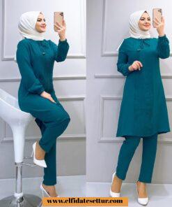 Ayrobin kumaş tunik pantolon takım
