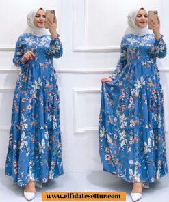 Çiçekli viskon elbise