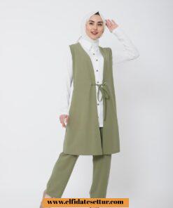 Scuba kumaş üçlü yelek takım