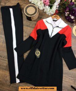 Atlas kumaş şeritli eşofman takımı