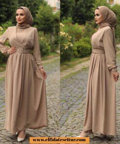Ayrobin kruvaze yaka tesettür elbise