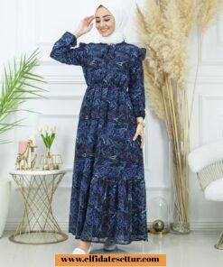 Baskılı şifon elbise