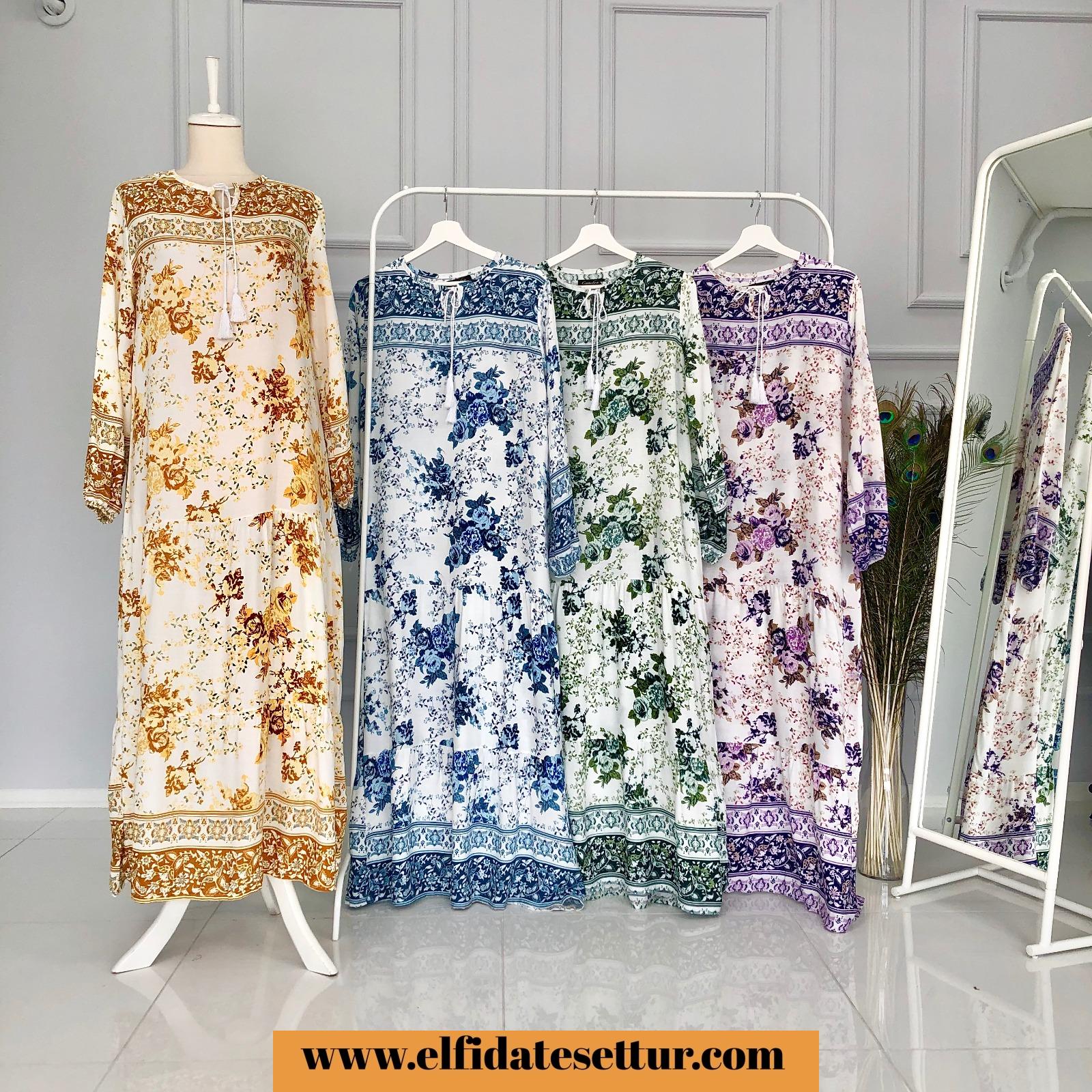 Viskon bağcıklı elbise