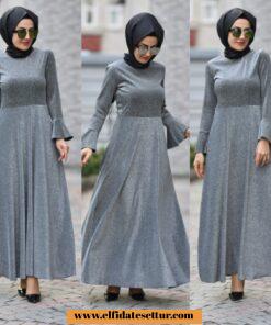 Simli volanlı elbise